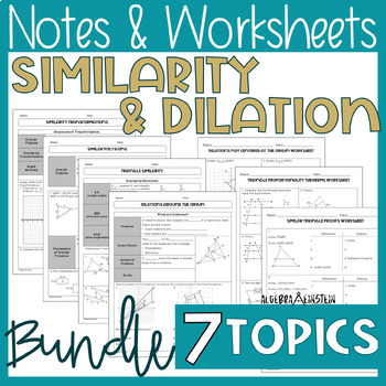 Preview of Similarity & Dilations Geometry Guided Notes and Worksheet Bundle High School