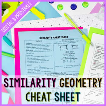 Preview of Similarity Cheat Sheet for High School Geometry - Printable and Digital