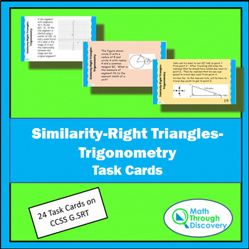 Preview of Similarity-Right Triangles-Trigonometry Task Cards
