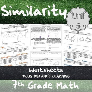 Preview of Similarity - Unit 5 - 7th Grade - Worksheets + Distance Learning