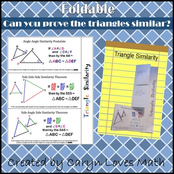 Preview of Similarity~Showing Triangles are SIMILAR~Foldable~AA~SAS~SSS~HS Geometry