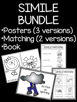 Preview of Simile Bundle- Matching, Posters, Book; Figurative Language