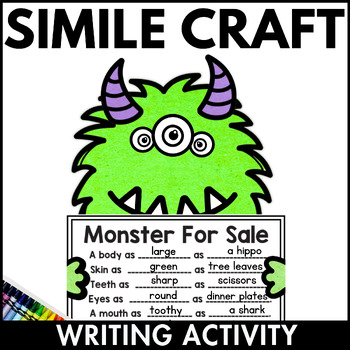 Preview of Simile Activities - Monster Descriptive Writing Craft Worksheet Similies