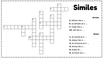Simile Crosswords by Kto2withMissW TPT