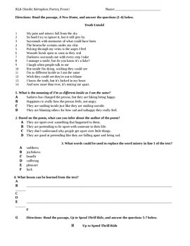 Simile, Metaphor, Poetry, Prose Assessment by Hoot for Fourth Grade