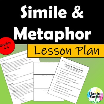 Preview of Simile and Metaphor Lesson Plan {simile, grammar}