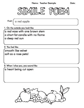 Simile Poem Writing Activity Grades 2-5 by Students Rising | TpT