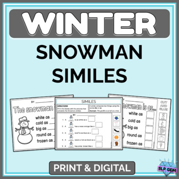 Preview of Simile Snowman Worksheet