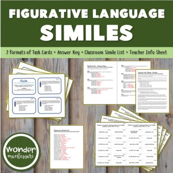 Preview of Simile Task Cards for Montessori Upper Elementary Word Study Curriculum