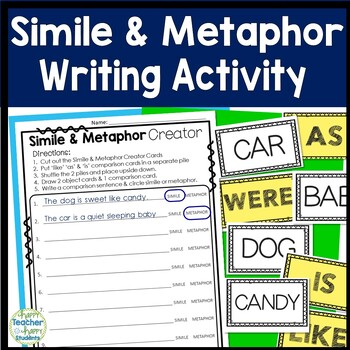 Preview of Simile and Metaphor Worksheet: Metaphor and Simile Writing Activity Game