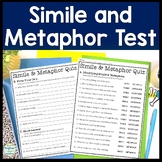 Simile and Metaphor Quiz {Simile and Metaphor Test} 2-Page