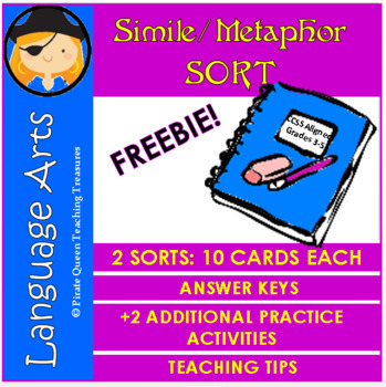 Preview of Simile and Metaphor Sorting FREEBIE!/Common Core Aligned