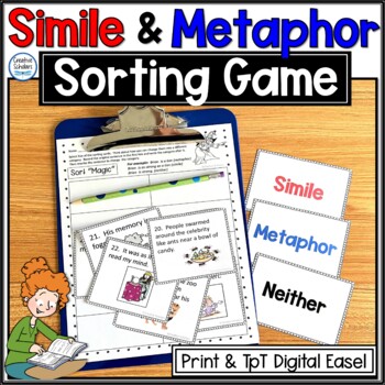 Preview of Simile and Metaphor Sorting Game With Print and Digital TpT Easel