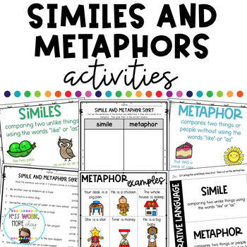 Simile and Metaphor Worksheets and Activities by Less Work More Play