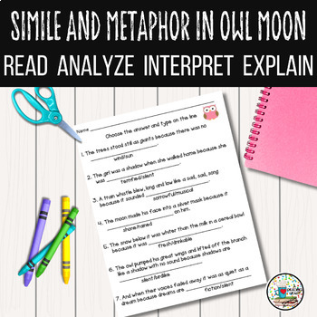 Preview of Simile and Metaphor in Owl Moon for Google Slides™️ Best Seller