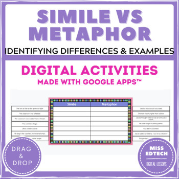 Preview of Simile vs Metaphor Sort - Google Classroom - Distance Learning