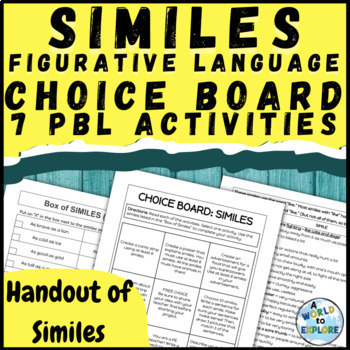 Preview of Similes Activity Choice Board for the Gifted Student