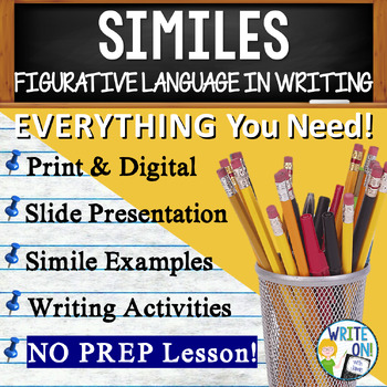 Preview of Similes Activities, Similes Worksheets, Similes Slide Show - Figurative Language