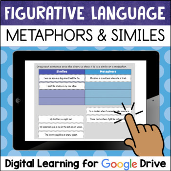 Preview of Similes & Metaphors 4th 5th Grade Figurative Language Practice Digital Worksheet