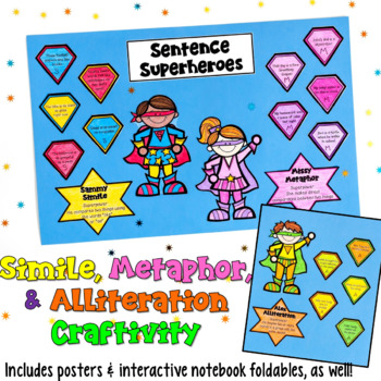 Preview of Similes, Metaphors, & Alliteration Worksheets and Sorting Activity