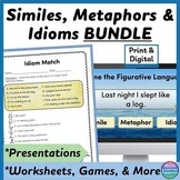 Similes, Metaphors, and Idioms Anchor Chart, Worksheets, a