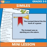 Similes Mini Lesson - PowerPoint, Worksheets, and Poster
