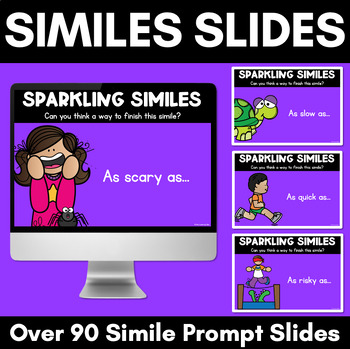 Preview of Similes Prompt Vocabulary Slides for Descriptive & Figurative Language Lessons