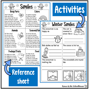 Similes - Figurative Language Writing Activities Winter Themed by