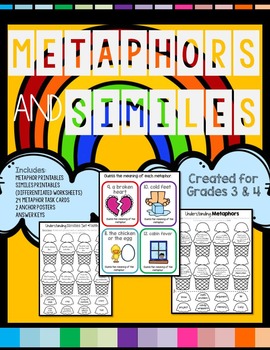 Preview of Similes and Metaphors L.4.5.A Worksheets Distance Learning