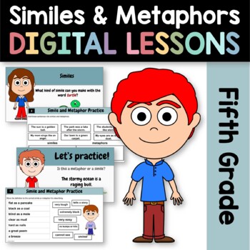 Preview of Similes and Metaphors 5th Grade Interactive Google Slides | Language Arts Skills