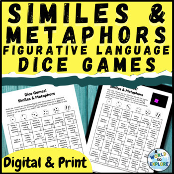 Preview of Similes and Metaphors Activity Figurative Language Dice Games