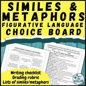 Preview of Similes and Metaphors Activity a Figurative Language Choice Board