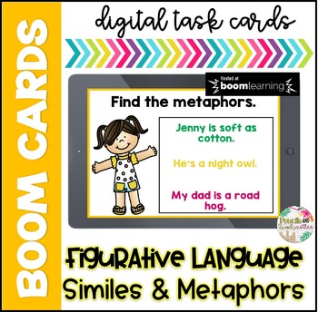 Preview of Similes and Metaphors Boom Cards - Distance Learning