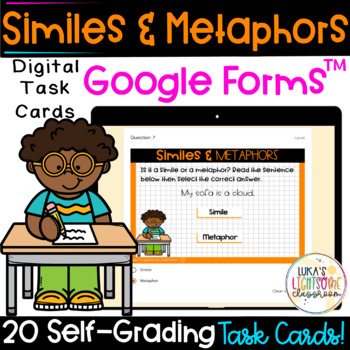 Preview of Similes and Metaphors Digital Task Cards | Self-Grading Google Forms