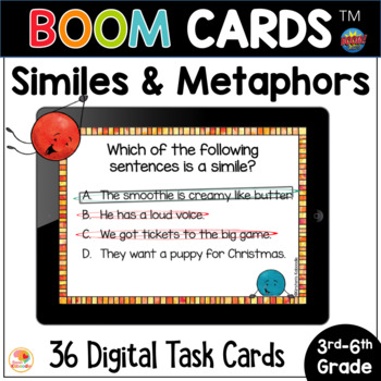 Preview of Simile & Metaphor BOOM CARDS Task Cards Figurative Language Activity: Digital