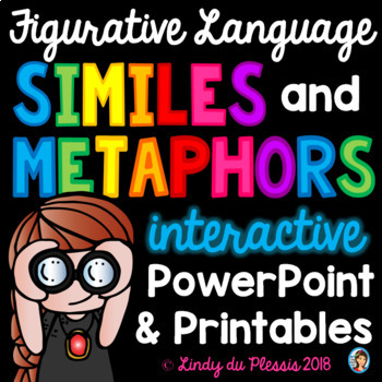 Preview of Similes and Metaphors PowerPoint and Worksheets Figurative Language