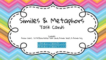 Preview of Similes and Metaphors Task Cards: Identify, Interpret, & Compare