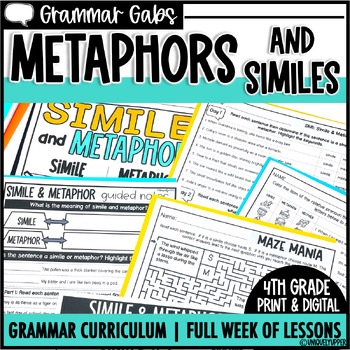 Preview of Similes and Metaphors Worksheets, Activities, and Anchor Charts