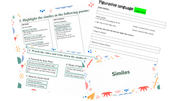 Preview of Similes lesson - worksheet, answers and Google slides