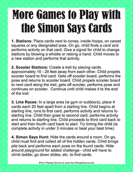 Simon Says - Body Awareness and Motor Planning Activity - Your Therapy  Source
