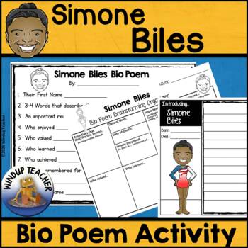 Preview of Simone Biles Biography Poem Activity and Writing Paper
