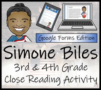 Preview of Simone Biles Close Reading Activity Digital & Print | 3rd & 4th Grade