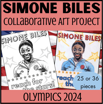 Preview of Simone Biles- Collaborative Art Mural Activity- Women's + Black History Month