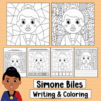 Preview of Simone Biles Coloring Pages Activity African American Inventor Black History