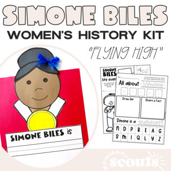 Preview of Simone Biles Craft and Activities | Black History Month Kindergarten