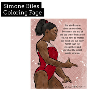 Preview of Simone Biles Mental Health Coloring Page