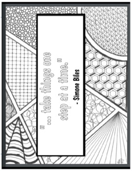 Preview of Simone Biles, Olympics Gymnast - Motivational Quotes w/ Zentangle Coloring Pages