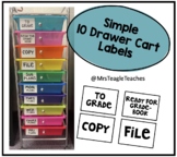 Simple 10 drawer cart small labels | Black and White | Cla