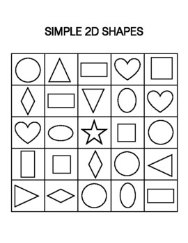 Preview of Simple 2D Shape Bingo Board Black and White