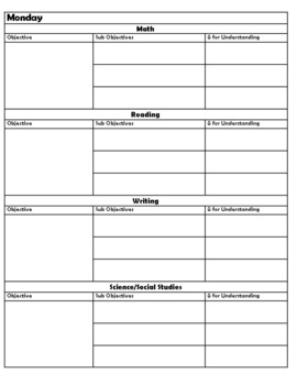 simple 2nd grade lesson plan template editable by